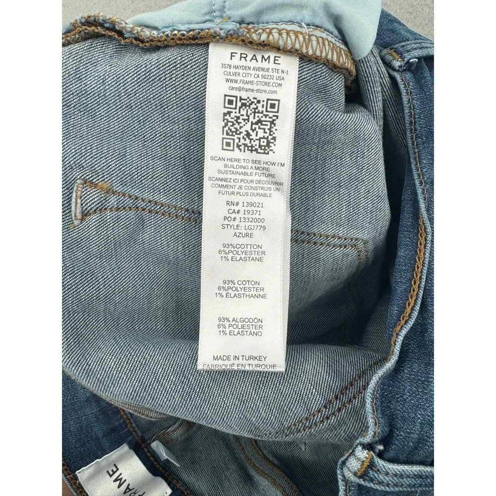 FRAME Le Garcon Slim Boyfriend Jeans Womens 29 (31x29) Azure Blue Distressed